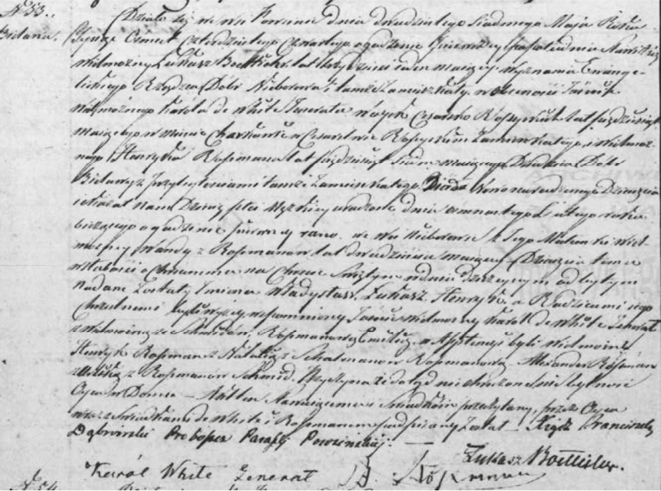 Skan rękopisu aktu urodzenia Władysława Boettichera z 1844 r.