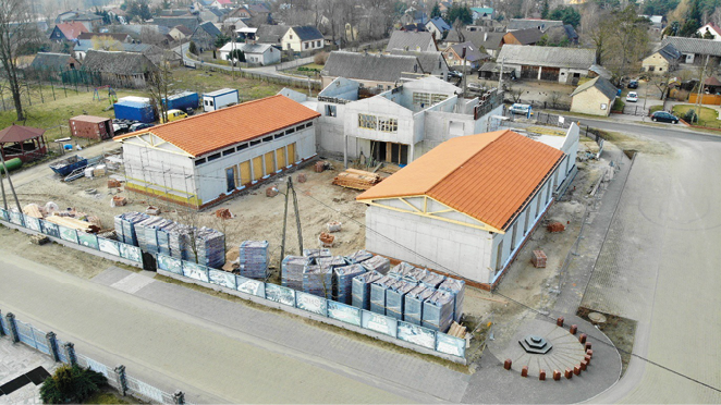 Widok na całość inwestycji Centrum „Spycimierskie Boże Ciało” w stanie surowym