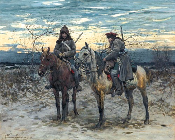 Obraz ”Konny Patrol” - autor Alfred Wierusz - Kowalski.