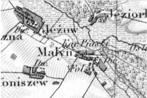 Skan mapy obrazujący miejsce potyczki pod Jeżewem.