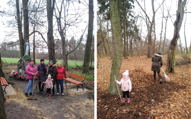 Porządkowanie parku przez mieszkańców Boczek
