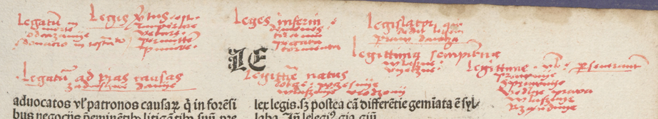 Odręczne, łacińskie dopiski Bartłomieja do hasła "Legatum"