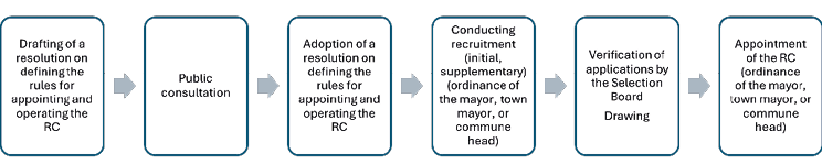 The figure shows the steps involved in establishing a Revitalisation Committee in accordance with the Revitalisation Act