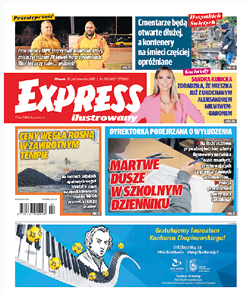 Strona tytułowa „Expressu Ilustrowanego”  2021 roku. Widoczny jest podział na kilka najwżniejszych artykułów w danym numerze, które dotyczą m.in. cen węgla, godzin otwarcia cmentarzy i podejrzeń o defraudację.