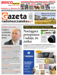 Kolorowa strona tytułowa Gazety Radomszczańskiej.