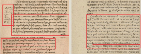 Rysunek 5. Porównanie: De iusta Reipublicae..., s. 48 (lewa strona) i A. Gwagnin, Rerum Polonicarum tomi tres, Franfkurt 1584, s. 276 (prawa strona)