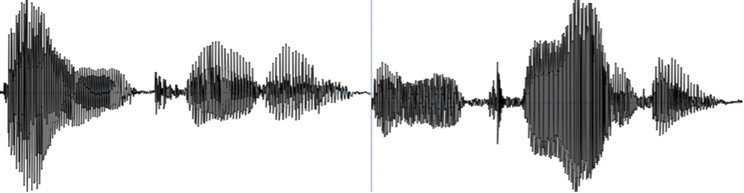 Illustration des formes des ondes acoustiques dans les mots àncora et ancóra