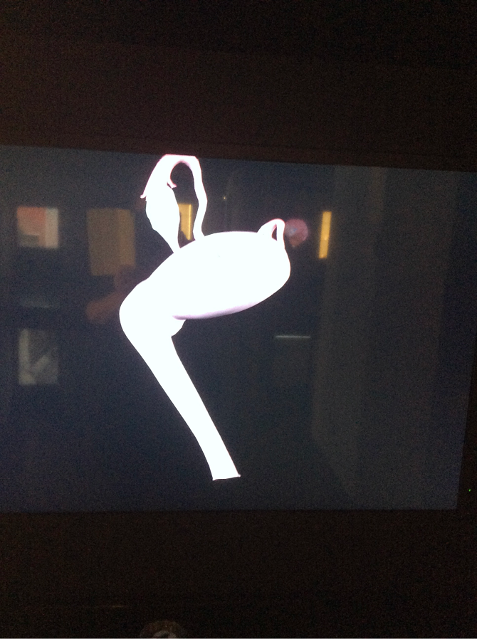 A white uterus, depicted at a correct anatomical angle, appears as an elongated, abstract form twisting against a dark background. The minimalist style suggests motion and organic structure, blending scientific clarity with artistic expression.