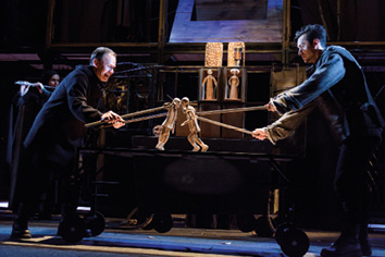 Two men are fighting over a rope.
