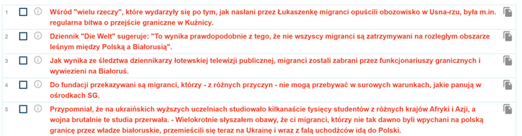 Zrzut ekranu z programu Sketch Engine zawierający przykłady pasywizacji.