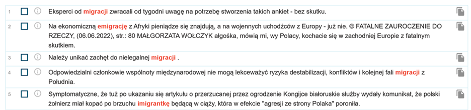 Zrzut ekranu z programu Sketch Engine zawierający przykłady abstrakcji.