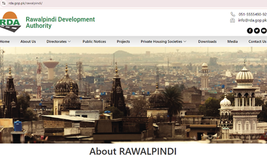 This is a bird's eye view of Rawalpindi: pre-Partition Era temples—the Hindu mandirs with brown towers and the Sikh gurdwaras with brown domes—alongside the mosques distinguished by smaller white domes.