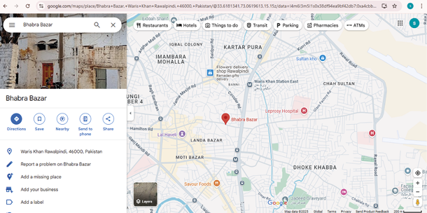 A Google Map showing old city neighbourhoods. Hindu and Sikh temples, dating back to pre-Partition days, and recently made Islamic mosques are in one frame.  