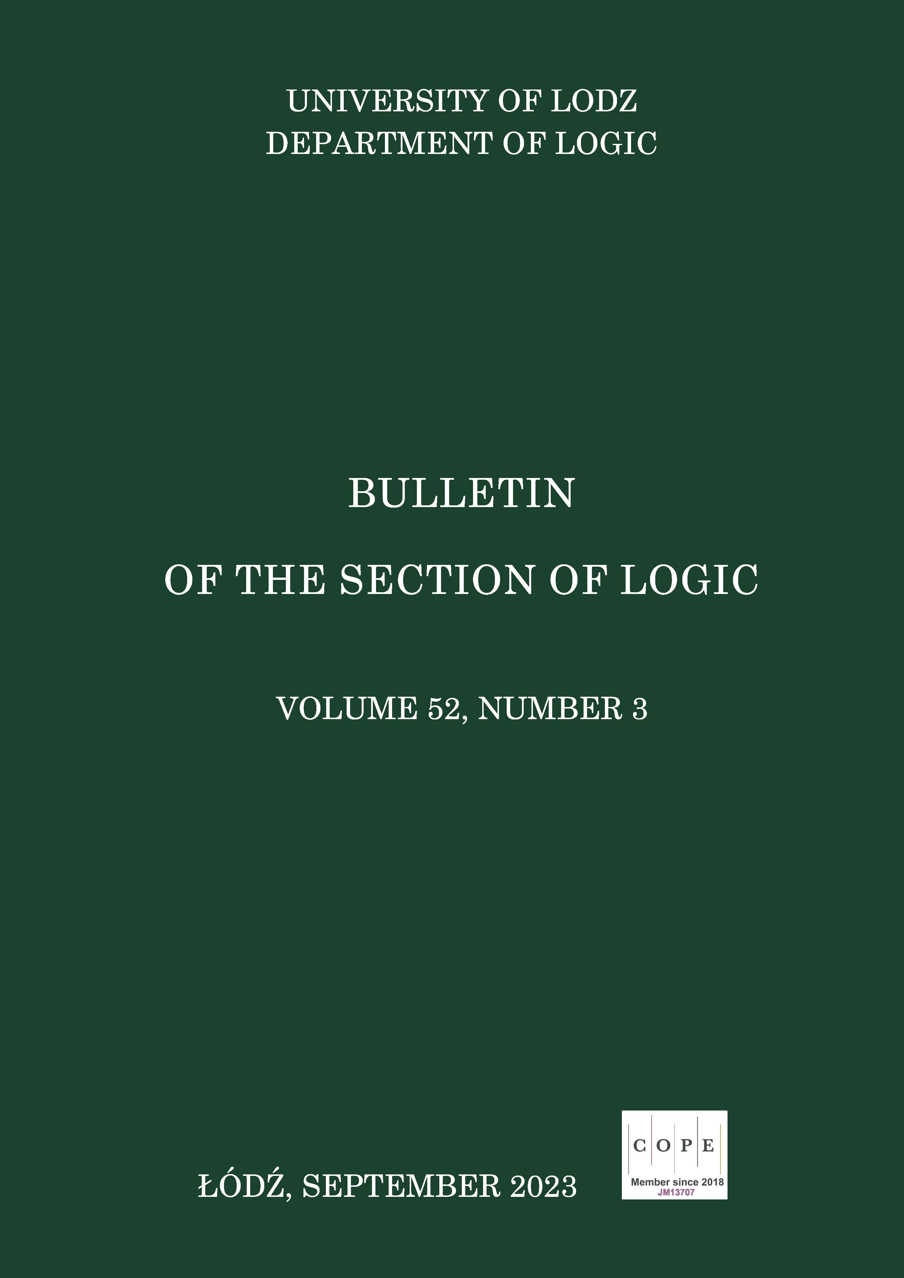 					View Vol. 52 No. 3 (2023): Special issue: Bilateralism and Proof-Theoretic Semantics (Part II)
				