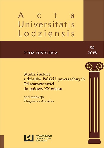 					View No. 94 (2015): Studia i szkice z dziejów Polski i powszechnych. Od starożytności do połowy XX wieku
				