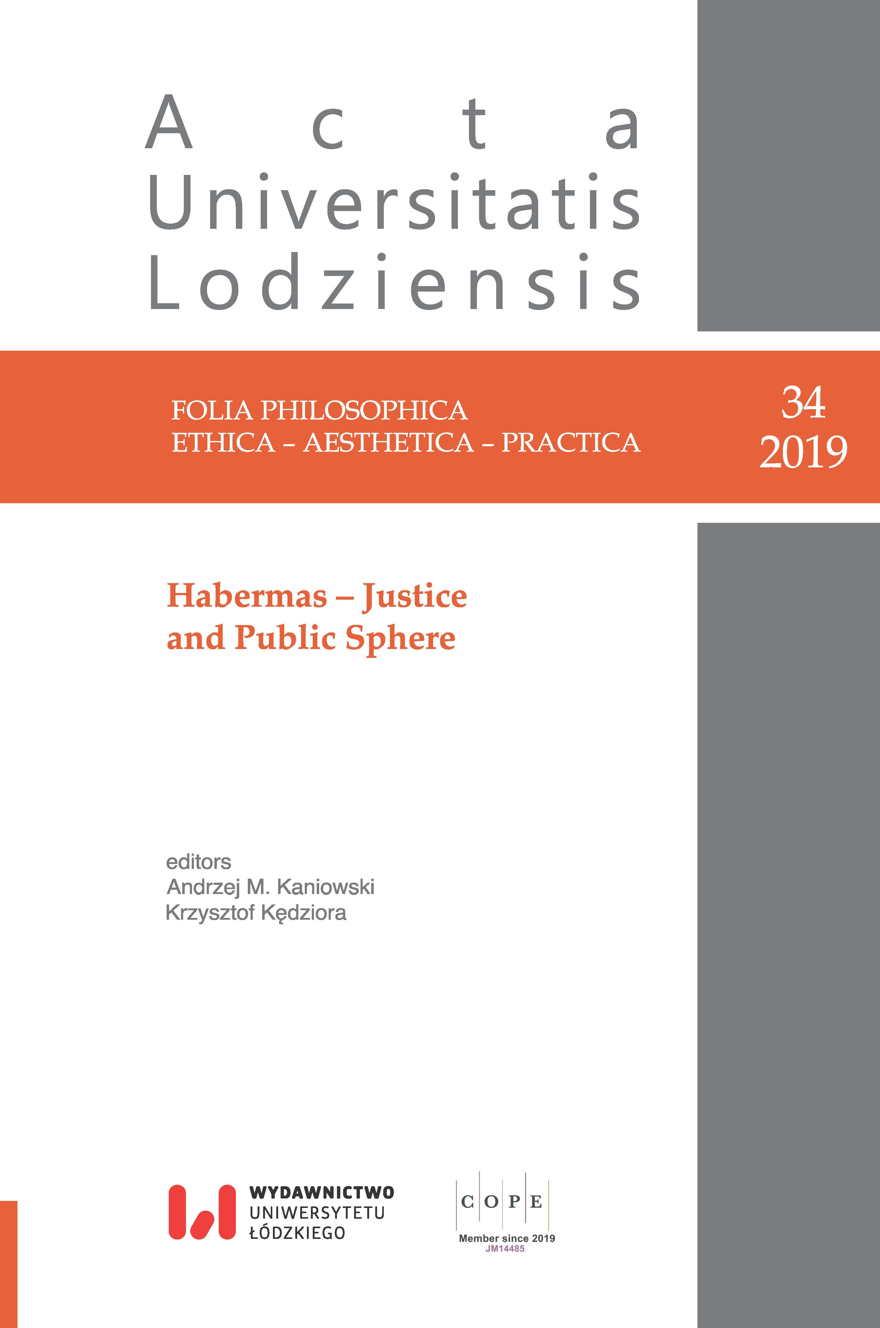 					Pokaż  Nr 34 (2019): Habermas – Justice and Public Sphere
				
