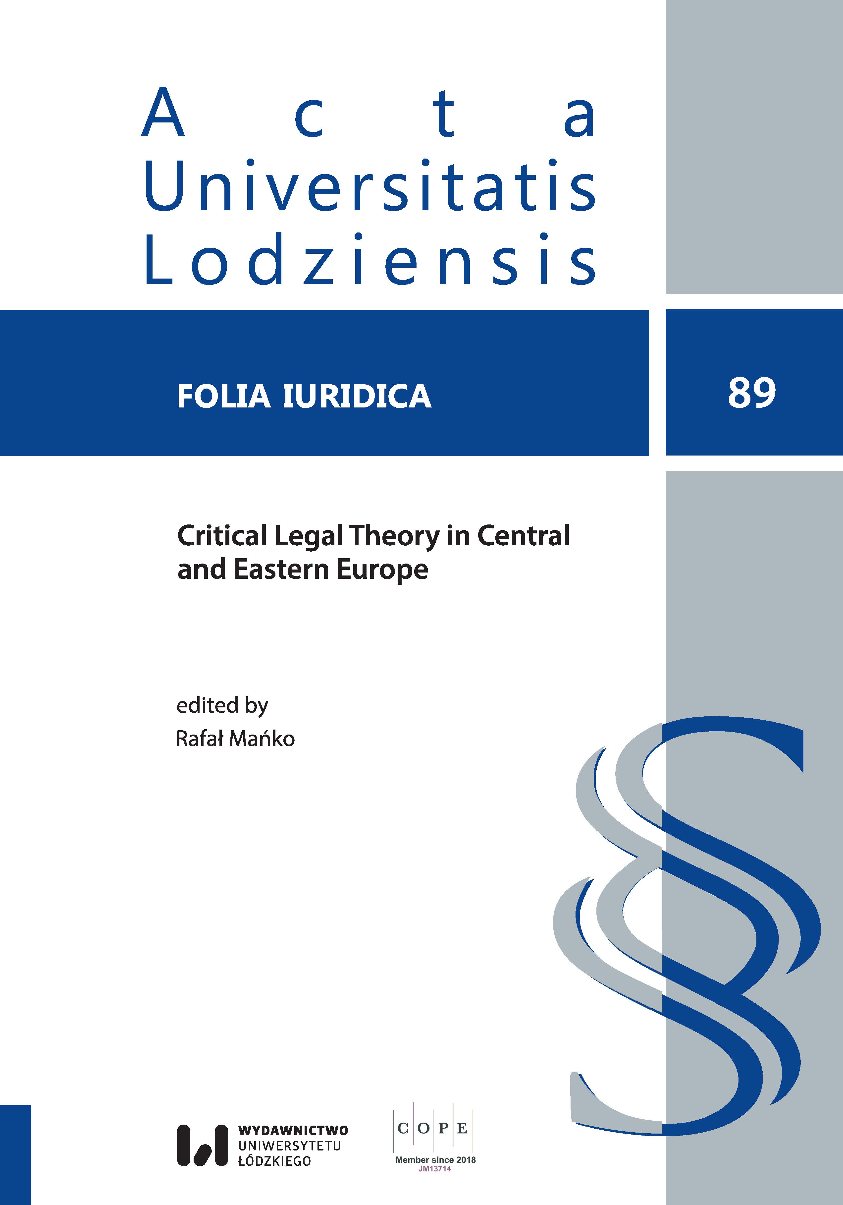 					View Vol. 89 (2019): Critical Legal Theory in Central and Eastern Europe
				